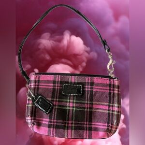 Coach Vintage Pink & Black Tartan Plaid Wristlet